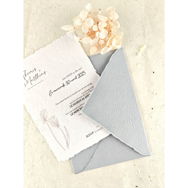 enveloppe faite main artisanale gris mariage bapteme naissance