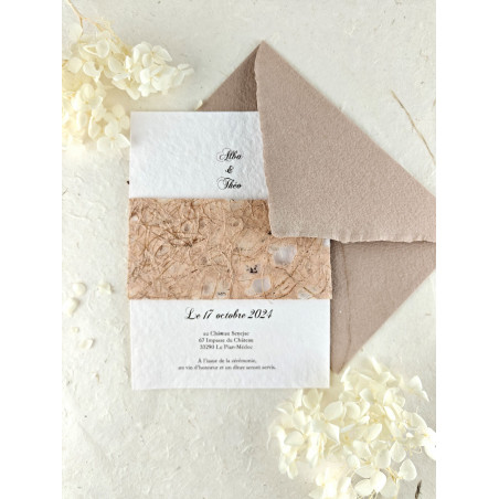 enveloppe faite main artisanale terre marron mariage bapteme naissance