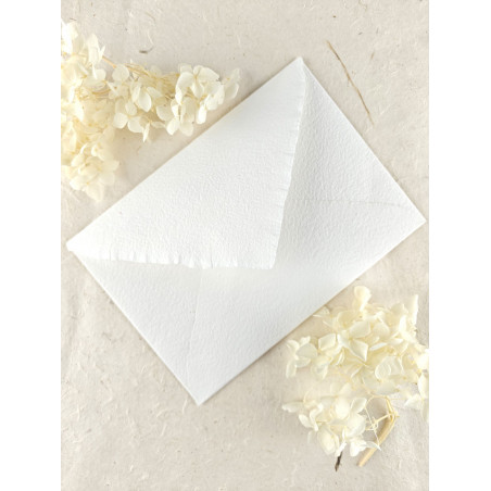 enveloppe faite main artisanale blanc blanche écru ivoire mariage bapteme naissance