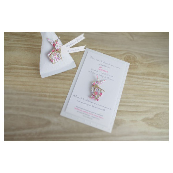 boite a dragees berlingot lapin liberty eloise cadeau invités fait main
