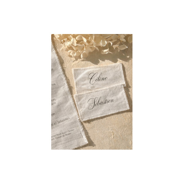 marque place mariage élégant en tissu coton calligraphie