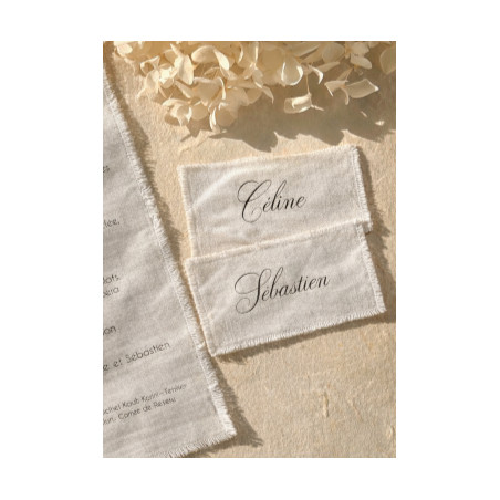 marque place mariage élégant en tissu coton calligraphie