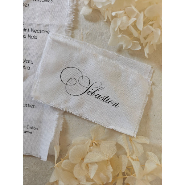 marque place mariage élégant en tissu coton calligraphie