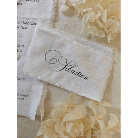 marque place mariage élégant en tissu coton calligraphie
