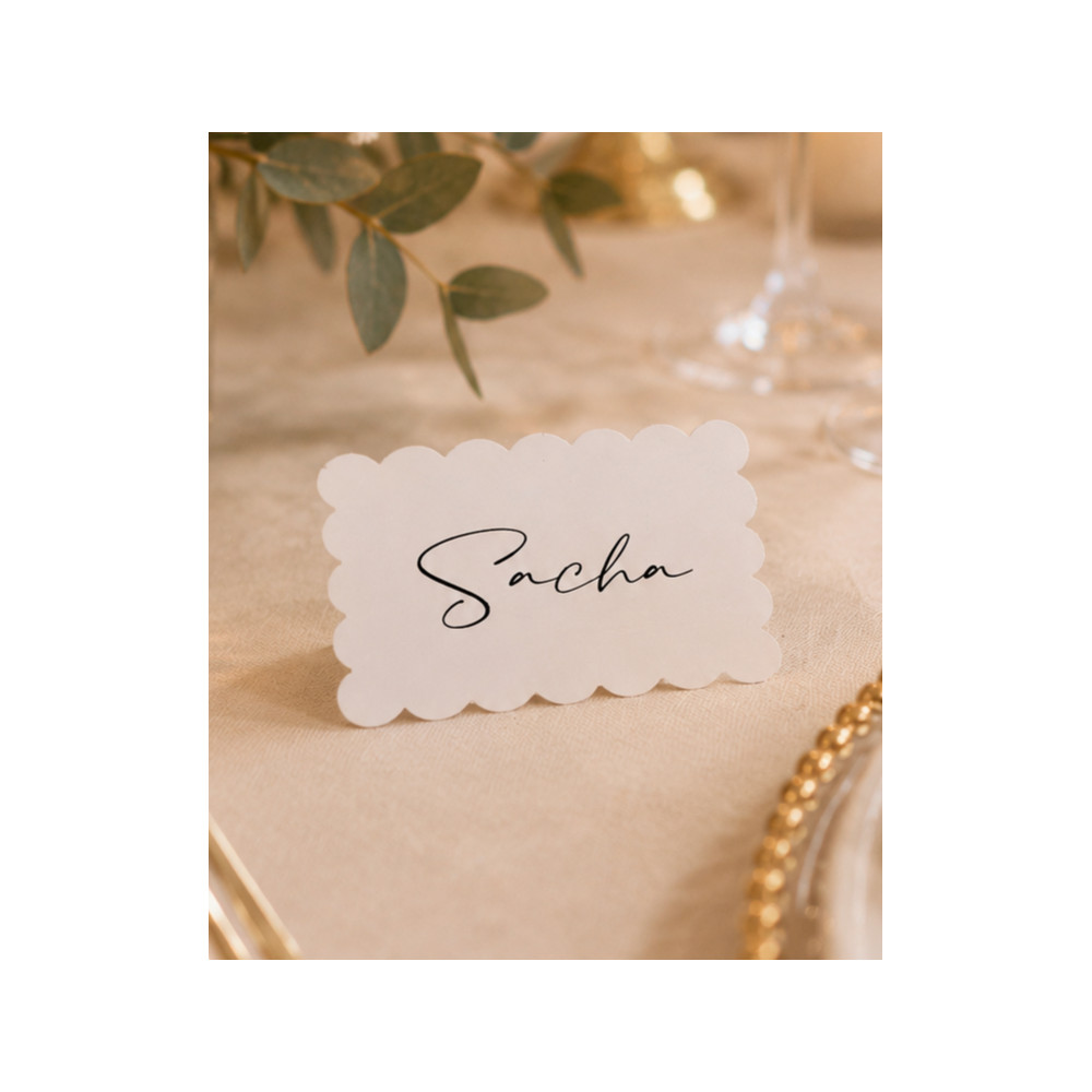 marque place bapteme mariage festonné