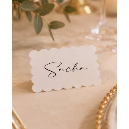 marque place bapteme mariage festonné