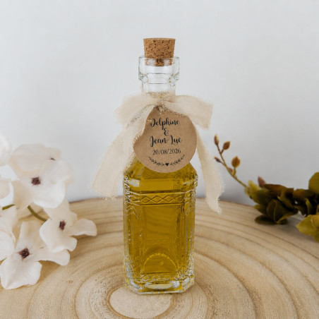 mignonette huile d'olive avec ruban mousseline cadeau mariage invités baptême communion