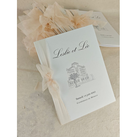 livret de messe mariage chic elegant ruban en soie