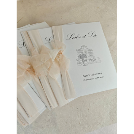 livret de messe mariage chic elegant ruban en soie