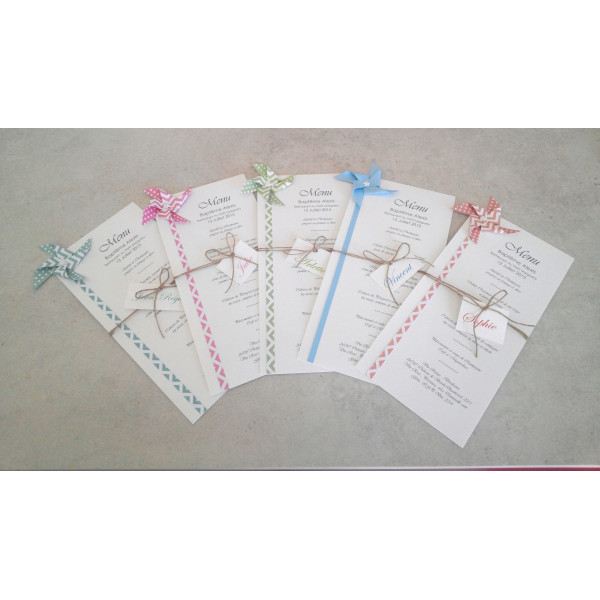 menu marque place baptême ou mariage moulin a vent peche fait main
