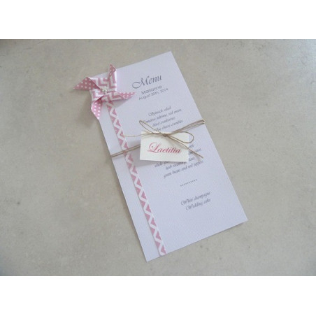 menu marque place baptême ou mariage moulin a vent rose fait main