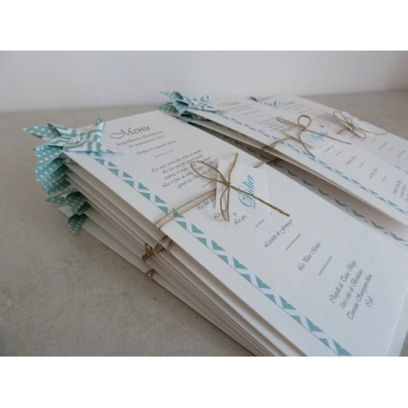 menu marque place baptême ou mariage moulin a vent gris fait main