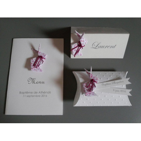 menu pour baptême fille lapin liberty lilas chic fait main original