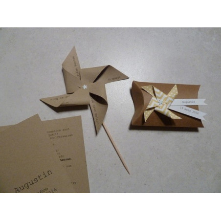 menu moulin a vent mariage bapteme kraft fait main artisanal deco table