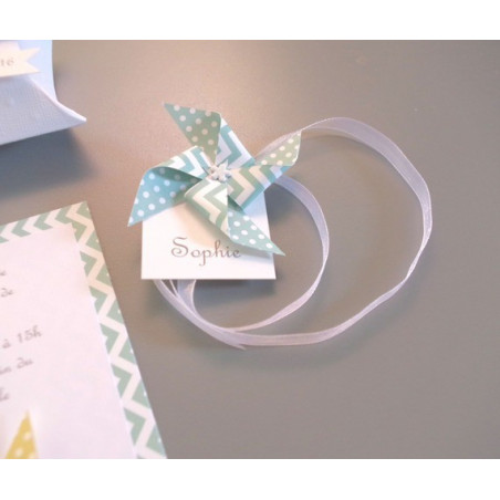 marque-place-ronds-de-serviette-moulin-a-vent-vert-menthe-pois-chevron