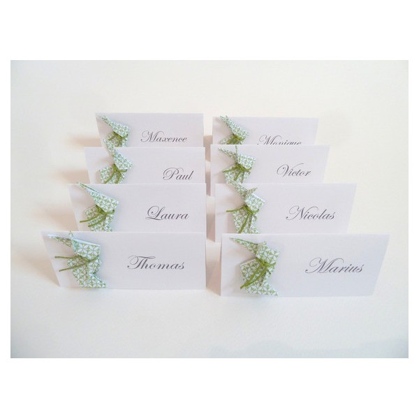 marques-place-lapin-en-origami-vert-pour-bapteme-anniversaire-decoration-de-table-de-fete