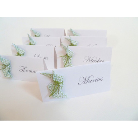 marques-place-lapin-en-origami-vert-pour-bapteme-anniversaire-decoration-de-table-de-fete