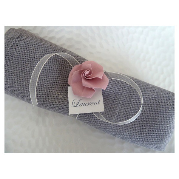 marque-place-rond-de-serviette-pour-mariage-en-origami-vieux-rose-en-papier-decoration-table ...