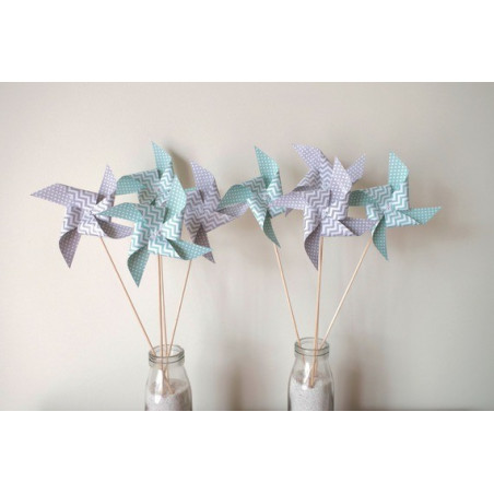 8-pics-moulins-a-vent-a-pois-et-chevron-vert-menthe-et-gris-decoration-de-table-de-fete-candy-bar-anniversaire