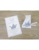 Boîte à dragées original berlingot étoile en origami bleu pois ou rayures pour baptême garçon fait-main