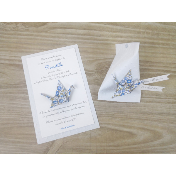 Boîte à dragées original berlingot étoile en origami bleu pois ou rayures pour baptême garçon fait-main