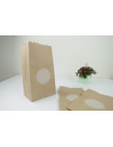 Sac Pochettes cadeaux (x 5) avec soufflet en papier kraft imprimé étiquette blanc 11x19x6.5 cm cadeaux, bijoux, baptême,