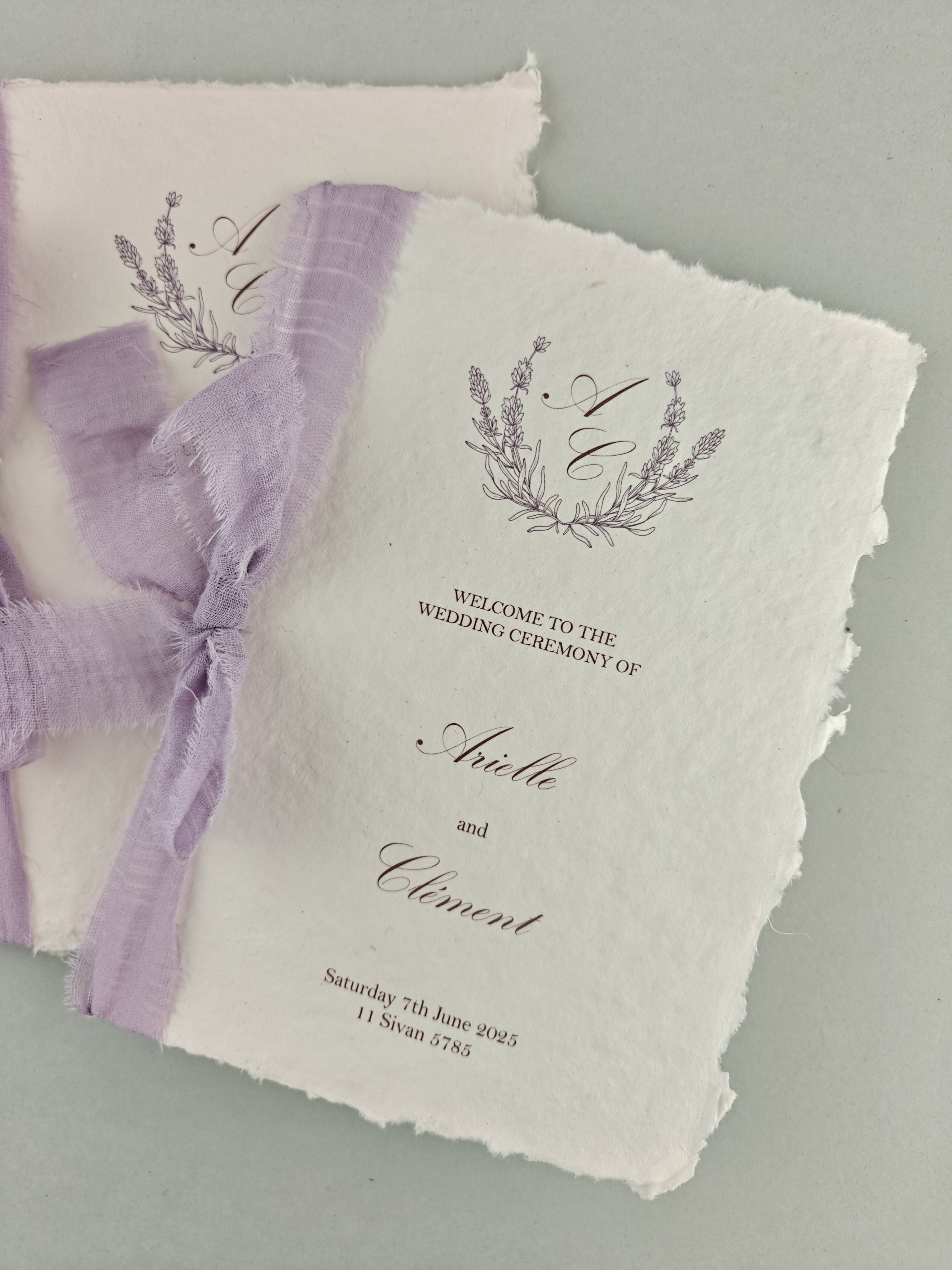 livret de messe en papier fait main ruban coton