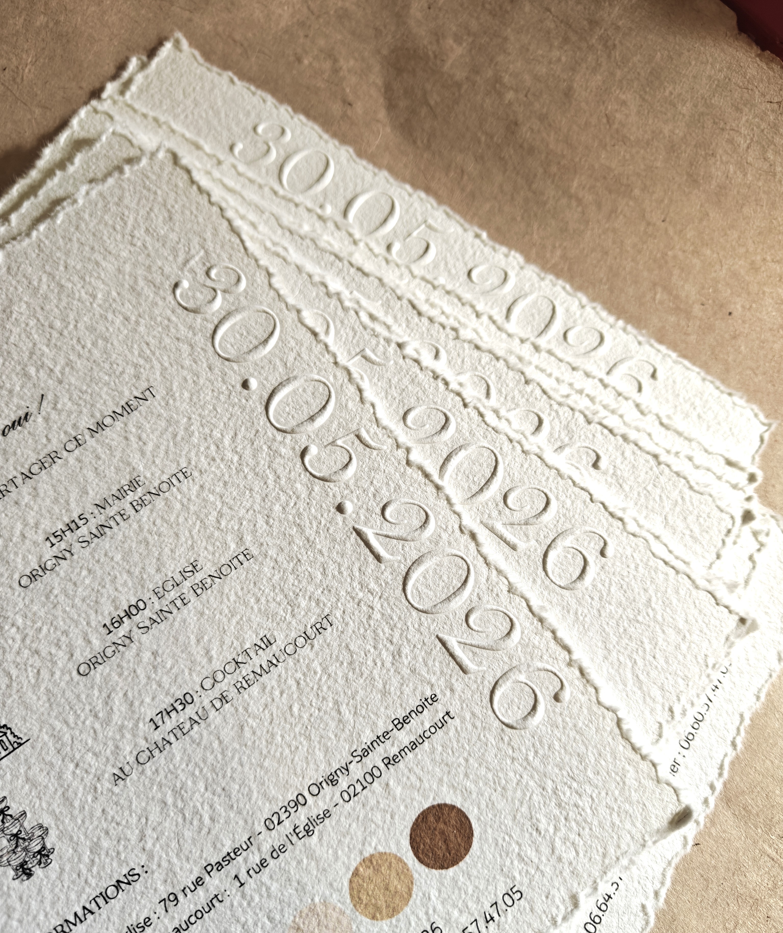 embossage gaufrage faire part mariage luxe