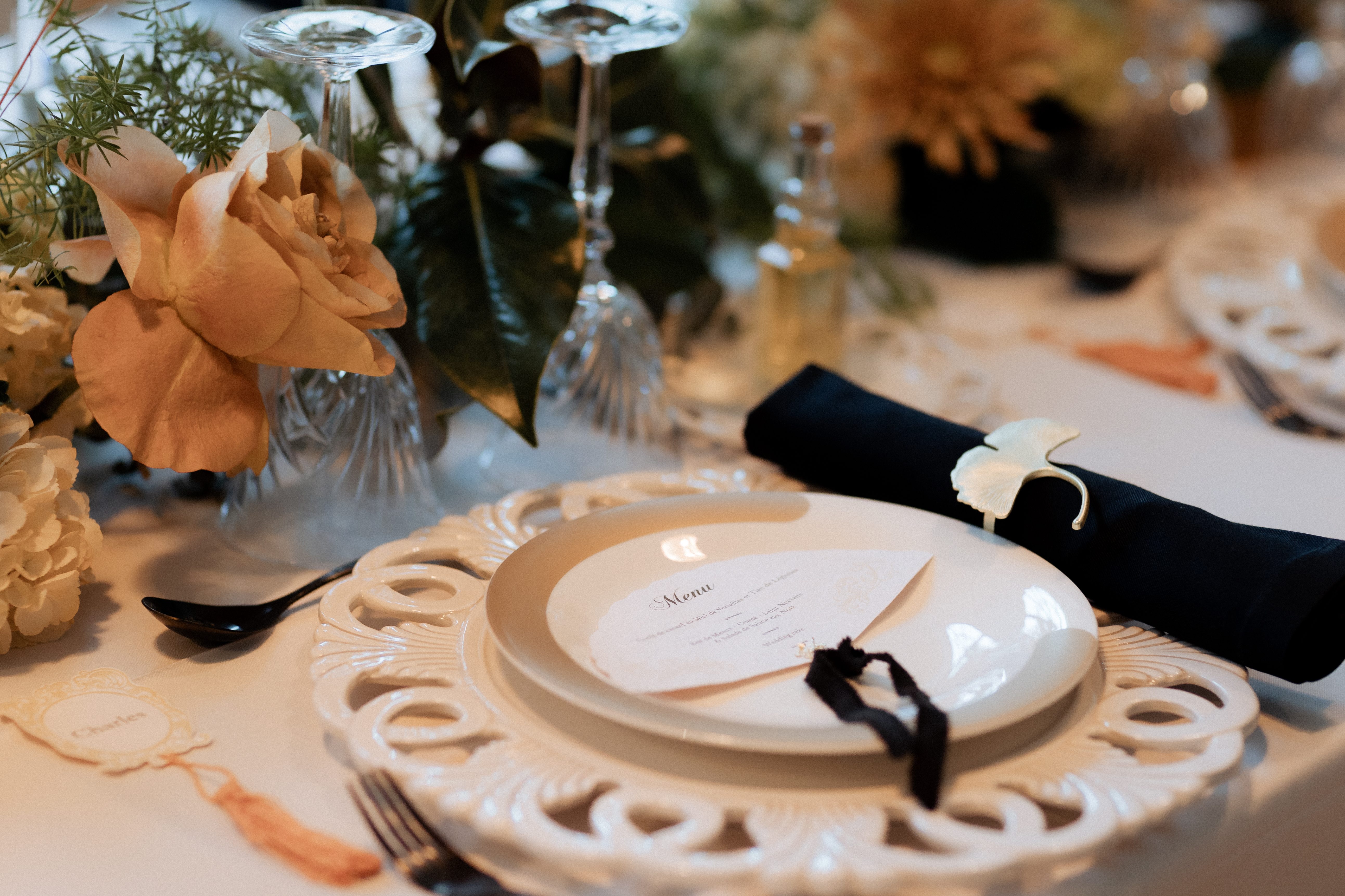 menu de mariage élégante artisanale papier coton